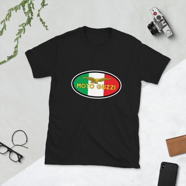 Vintage Moto Guzzi Logo on Italian Flag Standard Unisex T-Shirt - Image 2