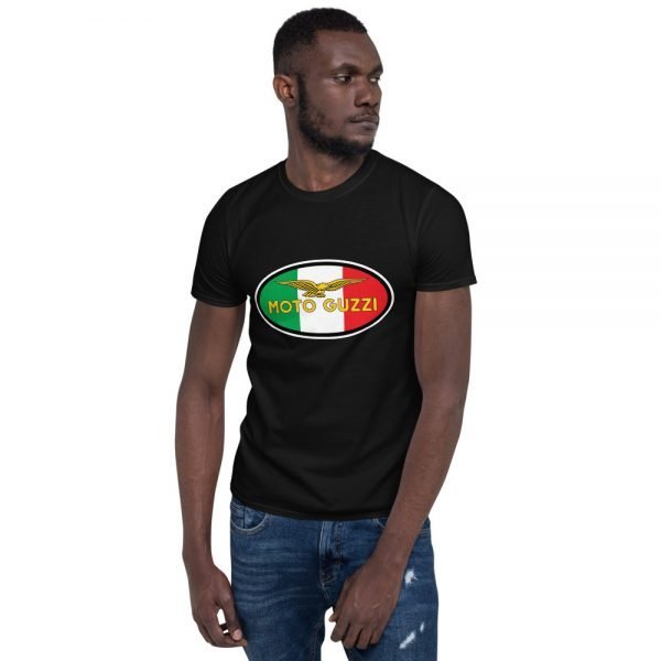 Vintage Moto Guzzi Logo on Italian Flag Standard Unisex T-Shirt - Image 6