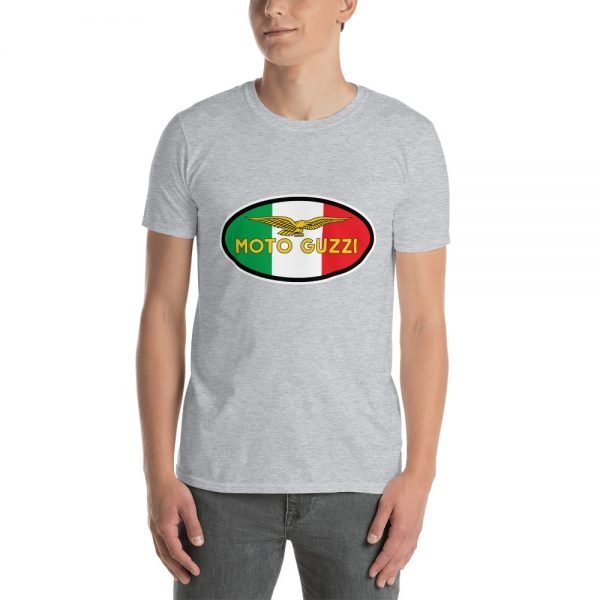 Vintage Moto Guzzi Logo on Italian Flag Standard Unisex T-Shirt - Image 9