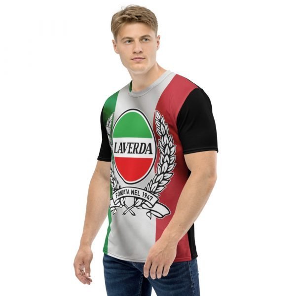 Moto Laverda, Fondata Nel 1947 Italian Flag Graphic T-shirt - Image 4